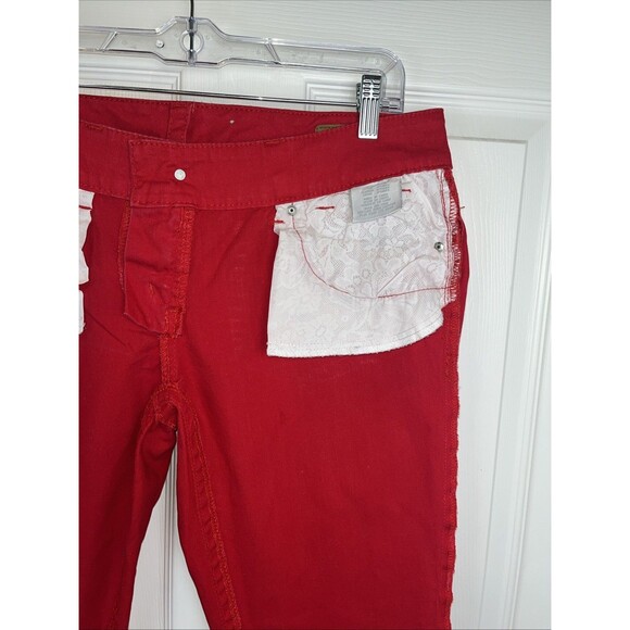 Seven7 Red Capris Women's 12 Crop Pants Clean Flat Front Stretch Summer - Picture 14 of 16